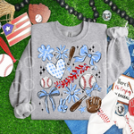 Play Ball Collage Baseball CAROLINA BLUE DTF Transfer