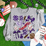 Play Ball Collage Baseball PURPLE DTF Transfer