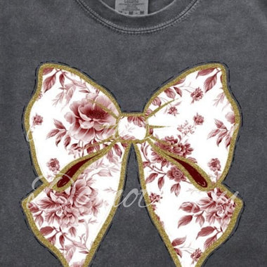 Maroon Toile Bow DTF Transfer