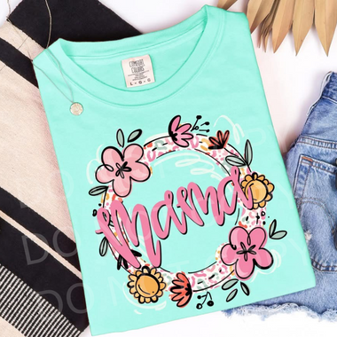 Mama Leopard and Floral Frame DTF Transfer