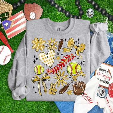 Play Ball Collage Softball GOLD DTF Transfer