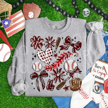 Play Ball Collage Baseball MAROON DTF Transfer