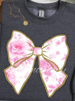 Pink Toile Bow DTF Transfer