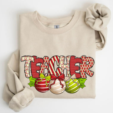 Teacher with Christmas Ornaments DTF Transfer
