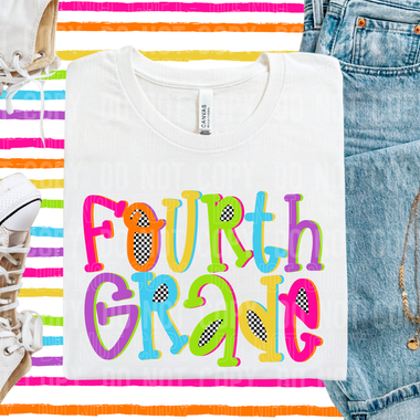 Fourth Grade Colorful Checkered DTF Transfer (SBBB)