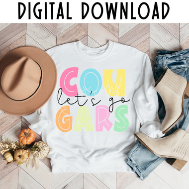 Let's go Cougars Colorful Digital Download MS