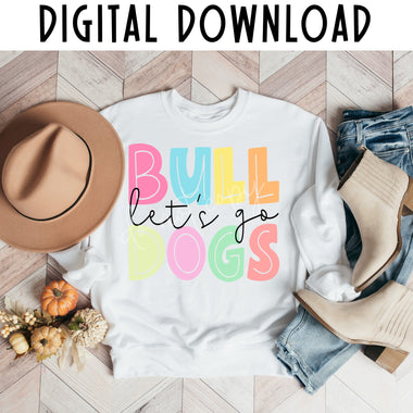 Let's go Bulldogs Colorful Digital Download MS