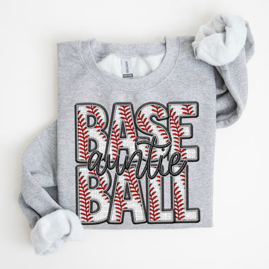 Baseball Auntie Faux Embroidery DTF Transfer