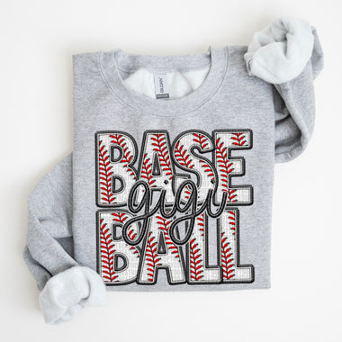 Baseball Gigi Faux Embroidery DTF Transfer