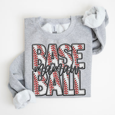 Baseball Mamaw Faux Embroidery DTF Transfer