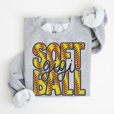 Softball Gigi Faux Embroidery DTF Transfer