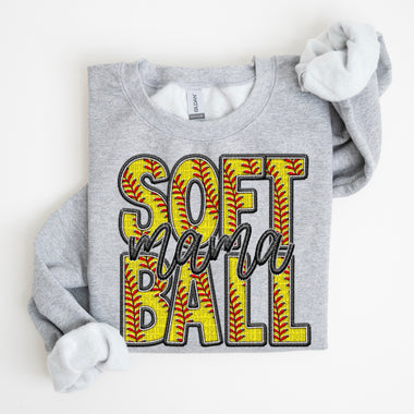 Softball Mama Faux Embroidery DTF Transfer