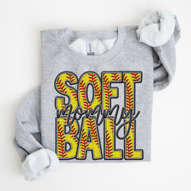 Softball Mommy Faux Embroidery DTF Transfer