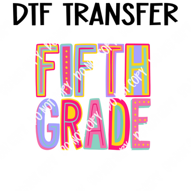 Colorful Fifth Grade girl DTF Transfer