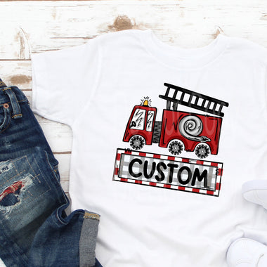 Custom Listing Fire Truck DTF Transfer (leave name in the note)