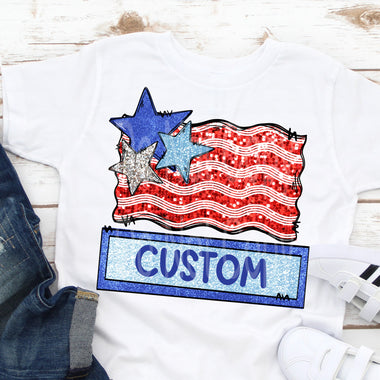 Custom Listing Faux Sequin Flag DTF Transfer (leave name in the note)