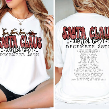 Santa Tour Front and Back Screen Print High Heat Transfer Above P96