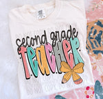 Doodle Pencil Second Grade Teacher DTF Transfer (SWD)