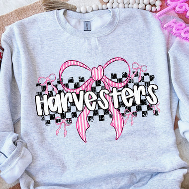 Harvesters Pink Bow with Checks Mascot DTF Transfer