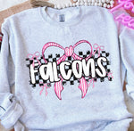 Falcons Pink Bow with Checks Mascot DTF Transfer