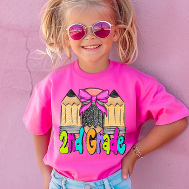 Colorful 2nd Grade Pencils Girl DTF Transfer (SDD)