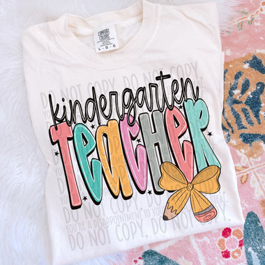 Doodle Pencil Kindergarten Teacher DTF Transfer (SWD)