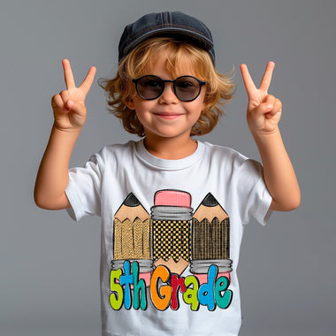 Colorful 5th Grade Pencils Boy DTF Transfer (SDD)