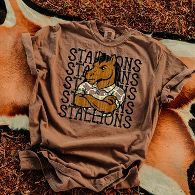 Stallions Camo Stacked Mascot DTF Transfer