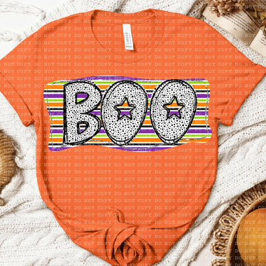 Boo Fall Color Stripe DTF Transfer
