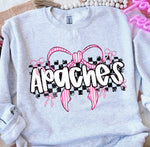 Apaches Pink Bow with Checks Mascot DTF Transfer