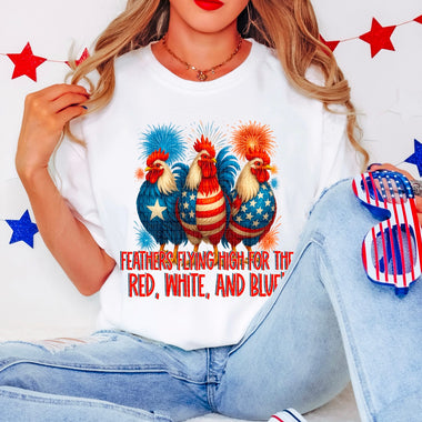 Feathers Flying High fir the Red White and Blue DTF Transfer (SDD)