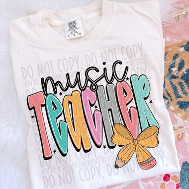 Music Teacher Pencil Doodle DTF Transfer (SWD)