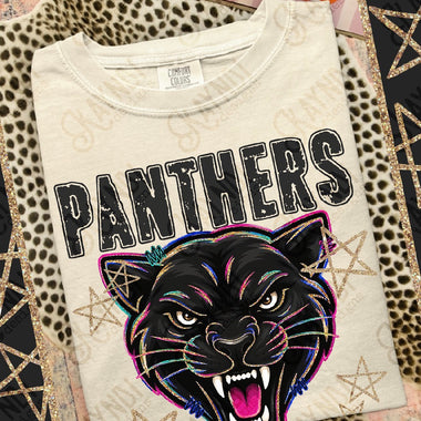 Grunge Varsity Panthers DTF Transfer (KD)
