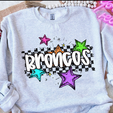 Broncos Bright Star Check Mascot DTF Transfer