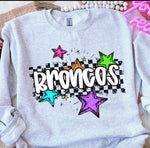 Broncos Bright Star Check Mascot DTF Transfer