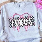 Foxes Pink Bow with Checks Mascot DTF Transfer