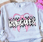 Bobcats Pink Bow with Checks Mascot DTF Transfer