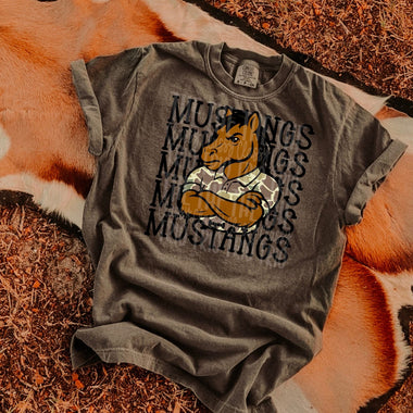 Mustangs Camo Stacked Mascot DTF Transfer