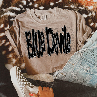 Funky Doodle Mascot Blue Devils DTF Transfer