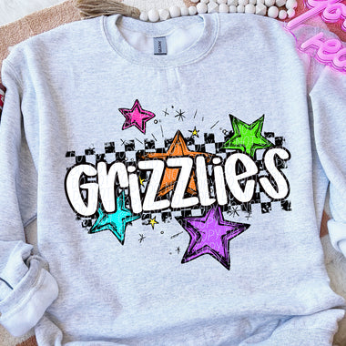 Grizzlies Bright Star Check Mascot DTF Transfer