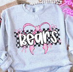 Bears Pink Bow with Checks Mascot DTF Transfer