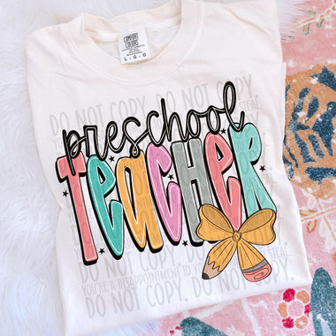 Doodle Pencil Preschool Teacher DTF Transfer (SWD)
