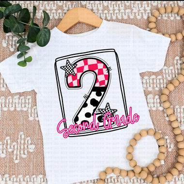 2ND Grade in Pink/Black DTF Transfer (ECH)