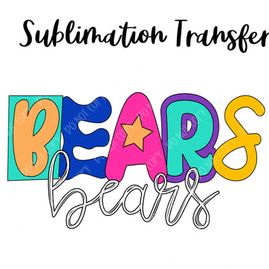 Bears Mascot Funky Sublimation Transfer