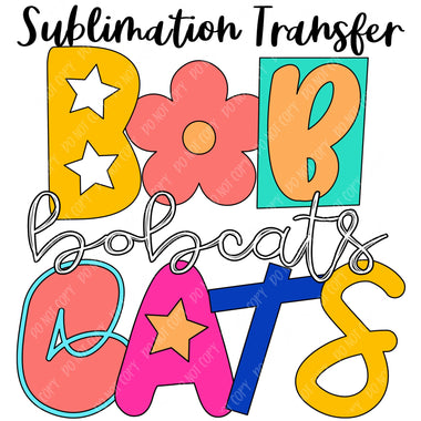 Bobcats Mascot Funky Sublimation Transfer