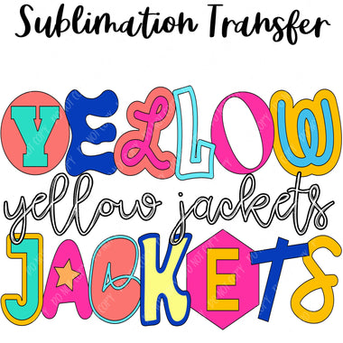 Yellow Jackets Mascot Funky Sublimation Transfer