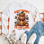 Give Thanks to the Lord Sequin Pumpkins DTF Transfer