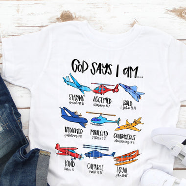 God Says I Am Airplane DTF Transfers