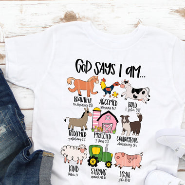 God Says I Am Barn Animals Girl DTF Transfer
