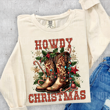 Howdy Christmas Boots DTF Transfer